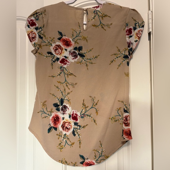 Floral Beige Women's Top - Picture 2 of 2